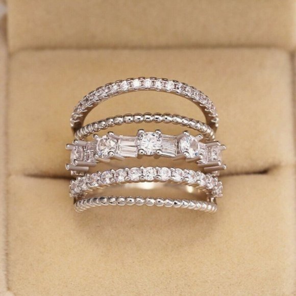 Gorgeous Silver 925 Stamped White Sapphire Ring - Picture 3 of 5